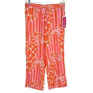 Lilly Pulitzer Target Pants Pink Orange Giraffe Print Women's Medium NEW